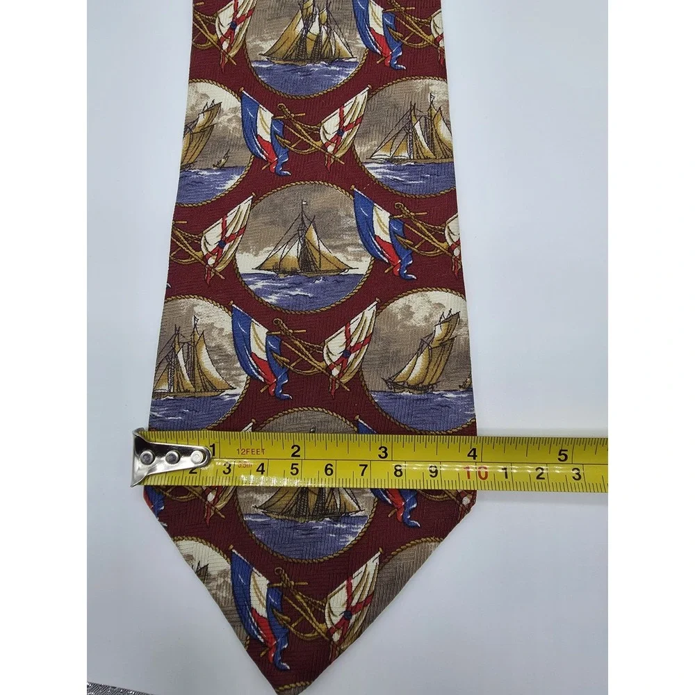 Vintage Tommy Hilfiger Men's Necktie Sailing Nautical Sailboat 100% Italian Silk